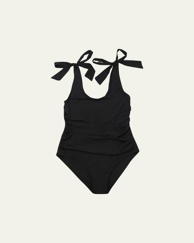 Ruched Bow One-Piece Swimsuit